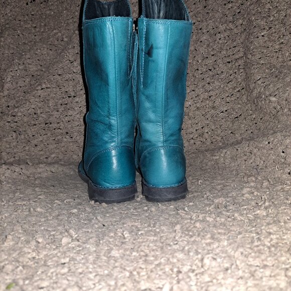 MIZ MOOZ-Teal Leather Ruched Mid Boots-Parnell-Rare Color-Sz 36-Near Mint - Picture 6 of 7